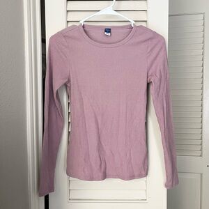 Old Navy Women's Pink Ribbed Slim Fit Long Sleeve Top Size XS